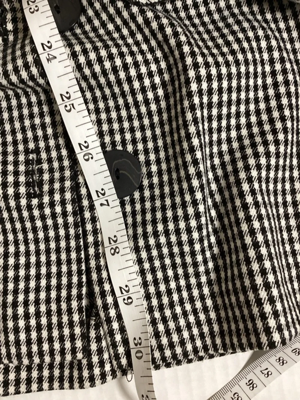 Zara Black and White Gingham Midi Skirt with Asymmetric Button Placket Euro XL - Picture 6 of 10